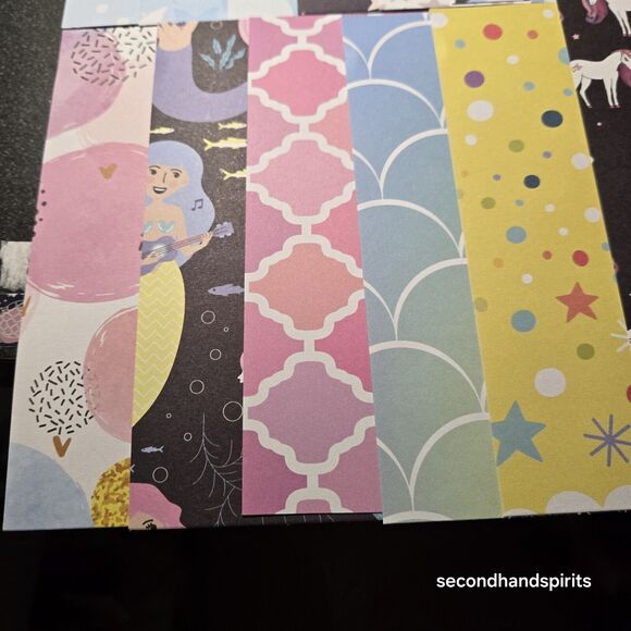Pastel 6x6 Scrapbook Paper Pack – 24 Pieces Featuring Unicorns and Mermaids - Picture 2 of 7